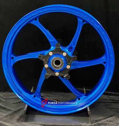 We manufacture premium quality forged motorcycle wheels rims for YAMAHA in any design, size, color.

Wheel sizes (motorcycle spec):

Front: 3.5 x 17

Rear: 5.5 x 17

Weight:

Front: 4.15 kg (9.15 lbs)

Rear: 4.75 kg (10.47 lbs)


Finishing: Gloss Blue

Forza Performance Group engineers and manufactures each forged motorcycle wheel individually per order. This ensures precise fitment, uncompromised strength, and unique styling. Whether for racing, touring, or daily use — our wheels are built for both perform