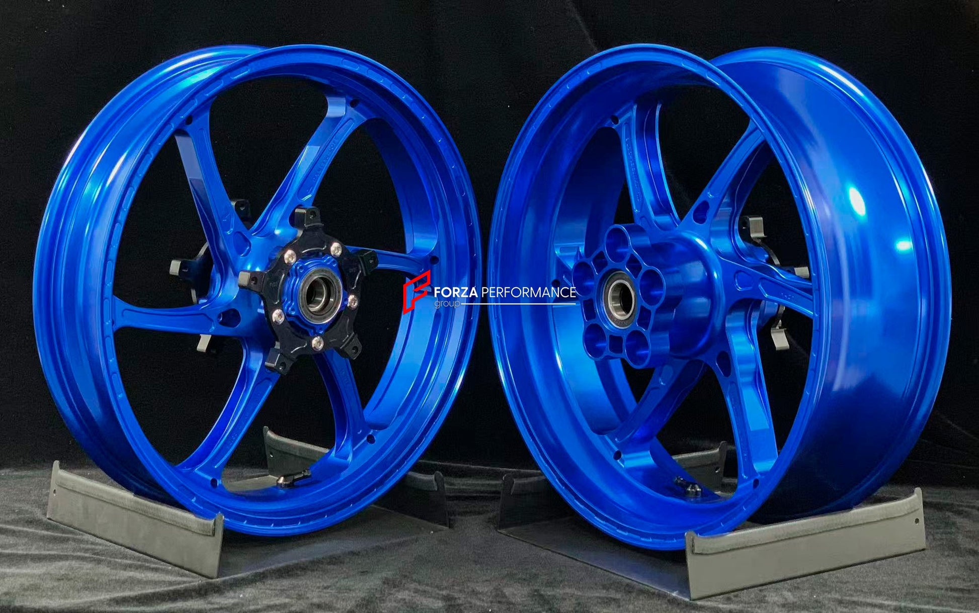 We manufacture premium quality forged motorcycle wheels rims for YAMAHA in any design, size, color.

Wheel sizes (motorcycle spec):

Front: 3.5 x 17

Rear: 5.5 x 17

Weight:

Front: 4.15 kg (9.15 lbs)

Rear: 4.75 kg (10.47 lbs)


Finishing: Gloss Blue

Forza Performance Group engineers and manufactures each forged motorcycle wheel individually per order. This ensures precise fitment, uncompromised strength, and unique styling. Whether for racing, touring, or daily use — our wheels are built for both perform
