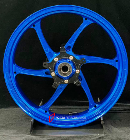 We manufacture premium quality forged motorcycle wheels rims for YAMAHA in any design, size, color.

Wheel sizes (motorcycle spec):

Front: 3.5 x 17

Rear: 5.5 x 17

Weight:

Front: 4.15 kg (9.15 lbs)

Rear: 4.75 kg (10.47 lbs)


Finishing: Gloss Blue

Forza Performance Group engineers and manufactures each forged motorcycle wheel individually per order. This ensures precise fitment, uncompromised strength, and unique styling. Whether for racing, touring, or daily use — our wheels are built for both perform