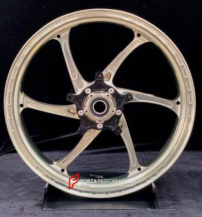 We manufacture premium quality forged motorcycle wheels rims for YAMAHA in any design, size, color.

Wheel sizes (motorcycle spec):

Front: 3.5 x 17

Rear: 6 x 17

Weight:

Front: 4.05 kg (8.93 lbs)

Rear: 5 kg (11.02 lbs)


Finishing: Gloss Bronze

Forza Performance Group engineers and manufactures each forged motorcycle wheel individually per order. This ensures precise fitment, uncompromised strength, and unique styling. Whether for racing, touring, or daily use — our wheels are built for both performanc