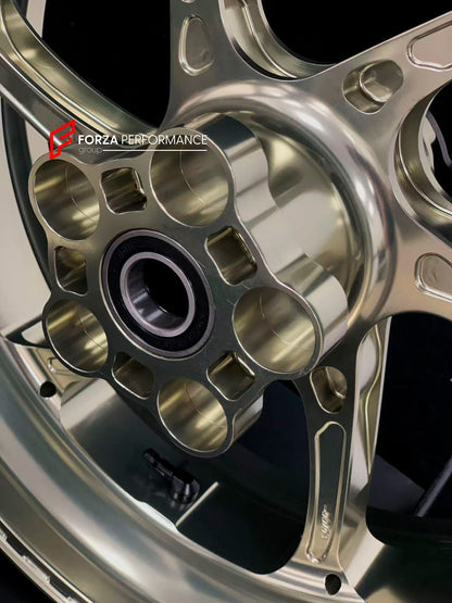 We manufacture premium quality forged motorcycle wheels rims for YAMAHA in any design, size, color.

Wheel sizes (motorcycle spec):

Front: 3.5 x 17

Rear: 6 x 17

Weight:

Front: 4.05 kg (8.93 lbs)

Rear: 5 kg (11.02 lbs)


Finishing: Gloss Bronze

Forza Performance Group engineers and manufactures each forged motorcycle wheel individually per order. This ensures precise fitment, uncompromised strength, and unique styling. Whether for racing, touring, or daily use — our wheels are built for both performanc