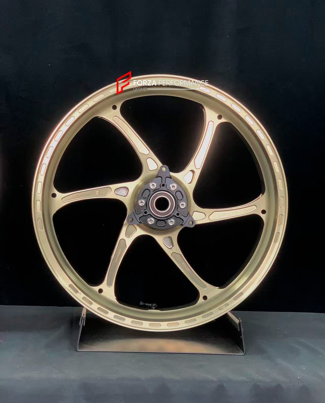We manufacture premium quality forged motorcycle wheels rims for YAMAHA in any design, size, color.

Wheel sizes (motorcycle spec):

Front: 3 x 17

Rear: 4 x 17

Weight:

Front: 3.1 kg (6.83 lbs)

Rear: 3.55 kg (7.83 lbs)


Finishing: Satin Bronze

Forza Performance Group engineers and manufactures each forged motorcycle wheel individually per order. This ensures precise fitment, uncompromised strength, and unique styling. Whether for racing, touring, or daily use — our wheels are built for both performance