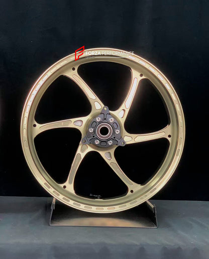 We manufacture premium quality forged motorcycle wheels rims for YAMAHA in any design, size, color.

Wheel sizes (motorcycle spec):

Front: 3 x 17

Rear: 4 x 17

Weight:

Front: 3.1 kg (6.83 lbs)

Rear: 3.55 kg (7.83 lbs)


Finishing: Satin Bronze

Forza Performance Group engineers and manufactures each forged motorcycle wheel individually per order. This ensures precise fitment, uncompromised strength, and unique styling. Whether for racing, touring, or daily use — our wheels are built for both performance