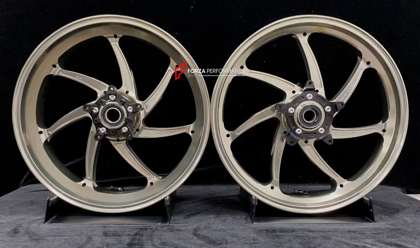 We manufacture premium quality forged motorcycle wheels rims for YAMAHA in any design, size, color.

Wheel sizes (motorcycle spec):

Front: 3.5 x 17

Rear: 5.5 x 17

Weight:

Front: 4.25 kg (9.37 lbs)

Rear: 4.9 kg (10.8 lbs)


Finishing: Gloss Titanium

Forza Performance Group engineers and manufactures each forged motorcycle wheel individually per order. This ensures precise fitment, uncompromised strength, and unique styling. Whether for racing, touring, or daily use — our wheels are built for both perfo