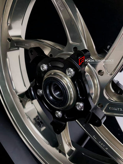 We manufacture premium quality forged motorcycle wheels rims for YAMAHA in any design, size, color.

Wheel sizes (motorcycle spec):

Front: 3.5 x 17

Rear: 5.5 x 17

Weight:

Front: 4.25 kg (9.37 lbs)

Rear: 4.9 kg (10.8 lbs)


Finishing: Gloss Titanium

Forza Performance Group engineers and manufactures each forged motorcycle wheel individually per order. This ensures precise fitment, uncompromised strength, and unique styling. Whether for racing, touring, or daily use — our wheels are built for both perfo