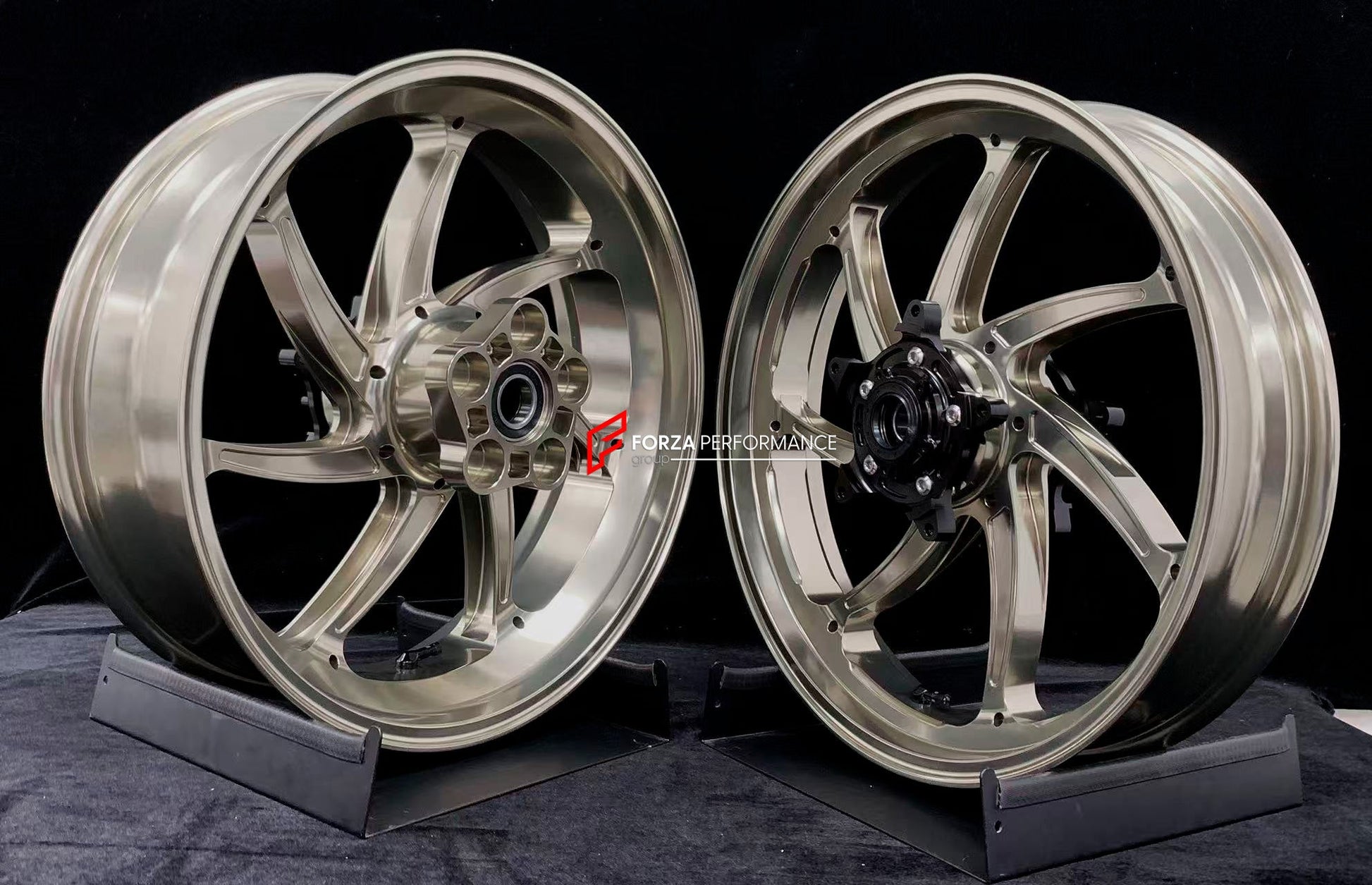 We manufacture premium quality forged motorcycle wheels rims for YAMAHA in any design, size, color.

Wheel sizes (motorcycle spec):

Front: 3.5 x 17

Rear: 5.5 x 17

Weight:

Front: 4.25 kg (9.37 lbs)

Rear: 4.9 kg (10.8 lbs)


Finishing: Gloss Titanium

Forza Performance Group engineers and manufactures each forged motorcycle wheel individually per order. This ensures precise fitment, uncompromised strength, and unique styling. Whether for racing, touring, or daily use — our wheels are built for both perfo
