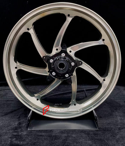 We manufacture premium quality forged motorcycle wheels rims for YAMAHA in any design, size, color.

Wheel sizes (motorcycle spec):

Front: 3.5 x 17

Rear: 5.5 x 17

Weight:

Front: 4.25 kg (9.37 lbs)

Rear: 4.9 kg (10.8 lbs)


Finishing: Gloss Titanium

Forza Performance Group engineers and manufactures each forged motorcycle wheel individually per order. This ensures precise fitment, uncompromised strength, and unique styling. Whether for racing, touring, or daily use — our wheels are built for both perfo