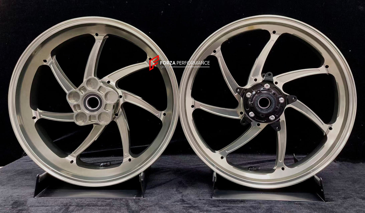 We manufacture premium quality forged motorcycle wheels rims for YAMAHA in any design, size, color.

Wheel sizes (motorcycle spec):

Front: 3.5 x 17

Rear: 5.5 x 17

Weight:

Front: 4.25 kg (9.37 lbs)

Rear: 4.9 kg (10.8 lbs)


Finishing: Gloss Titanium

Forza Performance Group engineers and manufactures each forged motorcycle wheel individually per order. This ensures precise fitment, uncompromised strength, and unique styling. Whether for racing, touring, or daily use — our wheels are built for both perfo