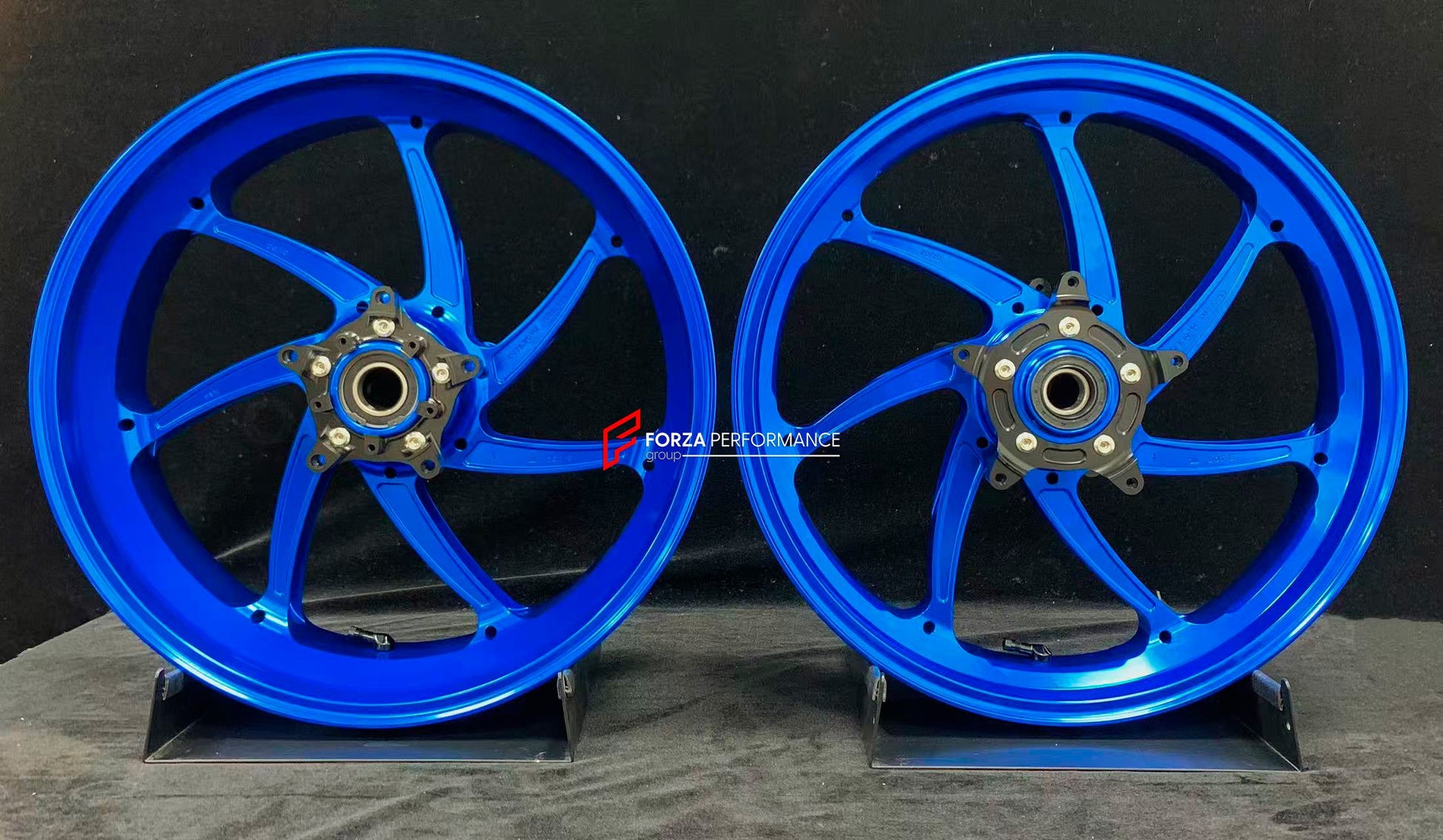 We manufacture premium quality forged motorcycle wheels rims for YAMAHA in any design, size, color.

Wheel sizes (motorcycle spec):

Front: 3.5 x 17

Rear: 5.5 x 17

Weight:

Front: 4.25 kg (9.37 lbs)

Rear: 4.9 kg (10.8 lbs)


Finishing: Gloss Blue

Forza Performance Group engineers and manufactures each forged motorcycle wheel individually per order. This ensures precise fitment, uncompromised strength, and unique styling. Whether for racing, touring, or daily use — our wheels are built for both performan