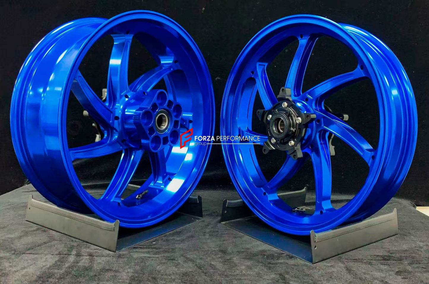 We manufacture premium quality forged motorcycle wheels rims for YAMAHA in any design, size, color.

Wheel sizes (motorcycle spec):

Front: 3.5 x 17

Rear: 5.5 x 17

Weight:

Front: 4.25 kg (9.37 lbs)

Rear: 4.9 kg (10.8 lbs)


Finishing: Gloss Blue

Forza Performance Group engineers and manufactures each forged motorcycle wheel individually per order. This ensures precise fitment, uncompromised strength, and unique styling. Whether for racing, touring, or daily use — our wheels are built for both performan
