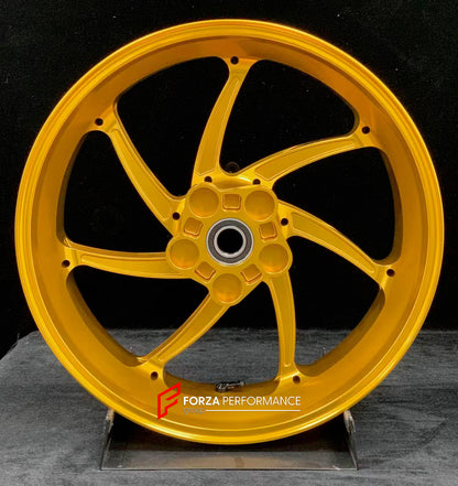We manufacture premium quality forged motorcycle wheels rims for YAMAHA in any design, size, color.

Wheel sizes (motorcycle spec):

Front: 3.5 x 17

Rear: 6 x 17

Weight:

Front: 4.3 kg (9.48 lbs)

Rear 4.9 kg (10.8 lbs)


Finishing: Gloss Gold

Forza Performance Group engineers and manufactures each forged motorcycle wheel individually per order. This ensures precise fitment, uncompromised strength, and unique styling. Whether for racing, touring, or daily use — our wheels are built for both performance a
