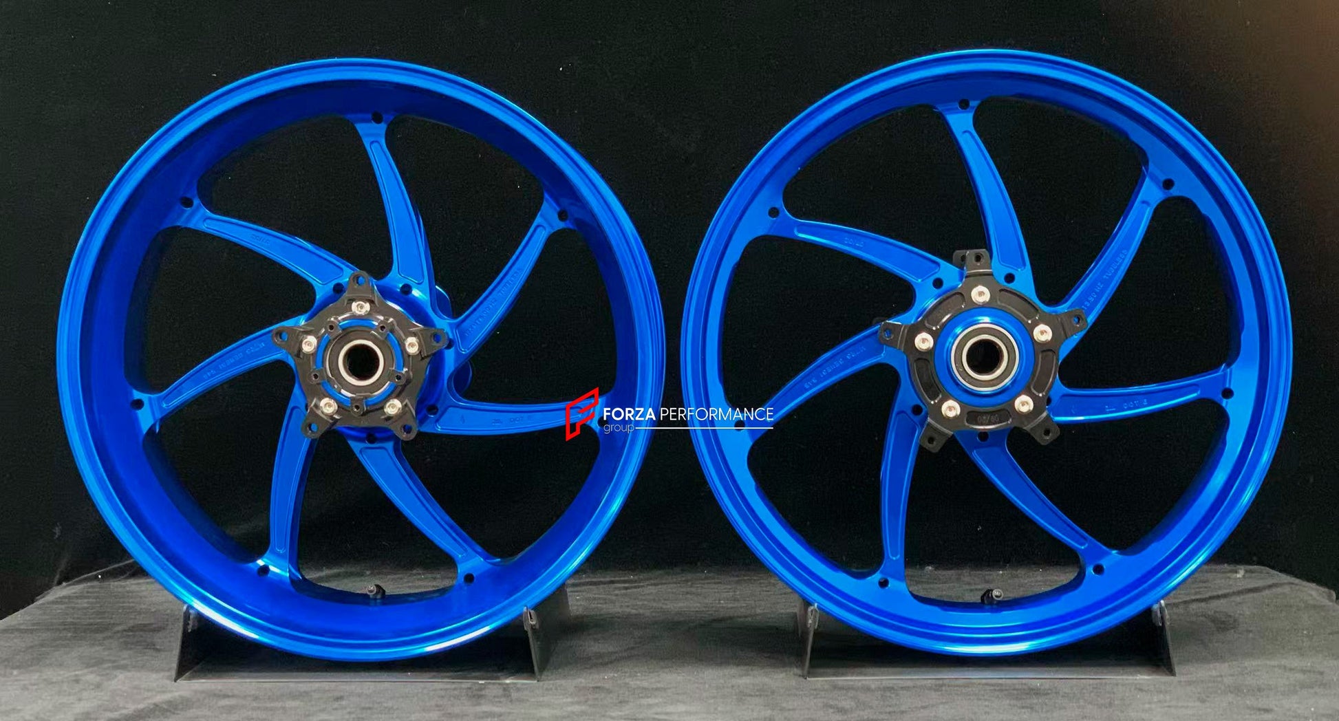 We manufacture premium quality forged motorcycle wheels rims for YAMAHA in any design, size, color.

Wheel sizes (motorcycle spec):

Front: 3.5 x 17

Rear: 6 x 17

Weight:

Front: 4.3 kg (9.48 lbs)

Rear 4.9 kg (10.8 lbs)


Finishing: Gloss Blue

Forza Performance Group engineers and manufactures each forged motorcycle wheel individually per order. This ensures precise fitment, uncompromised strength, and unique styling. Whether for racing, touring, or daily use — our wheels are built for both performance a