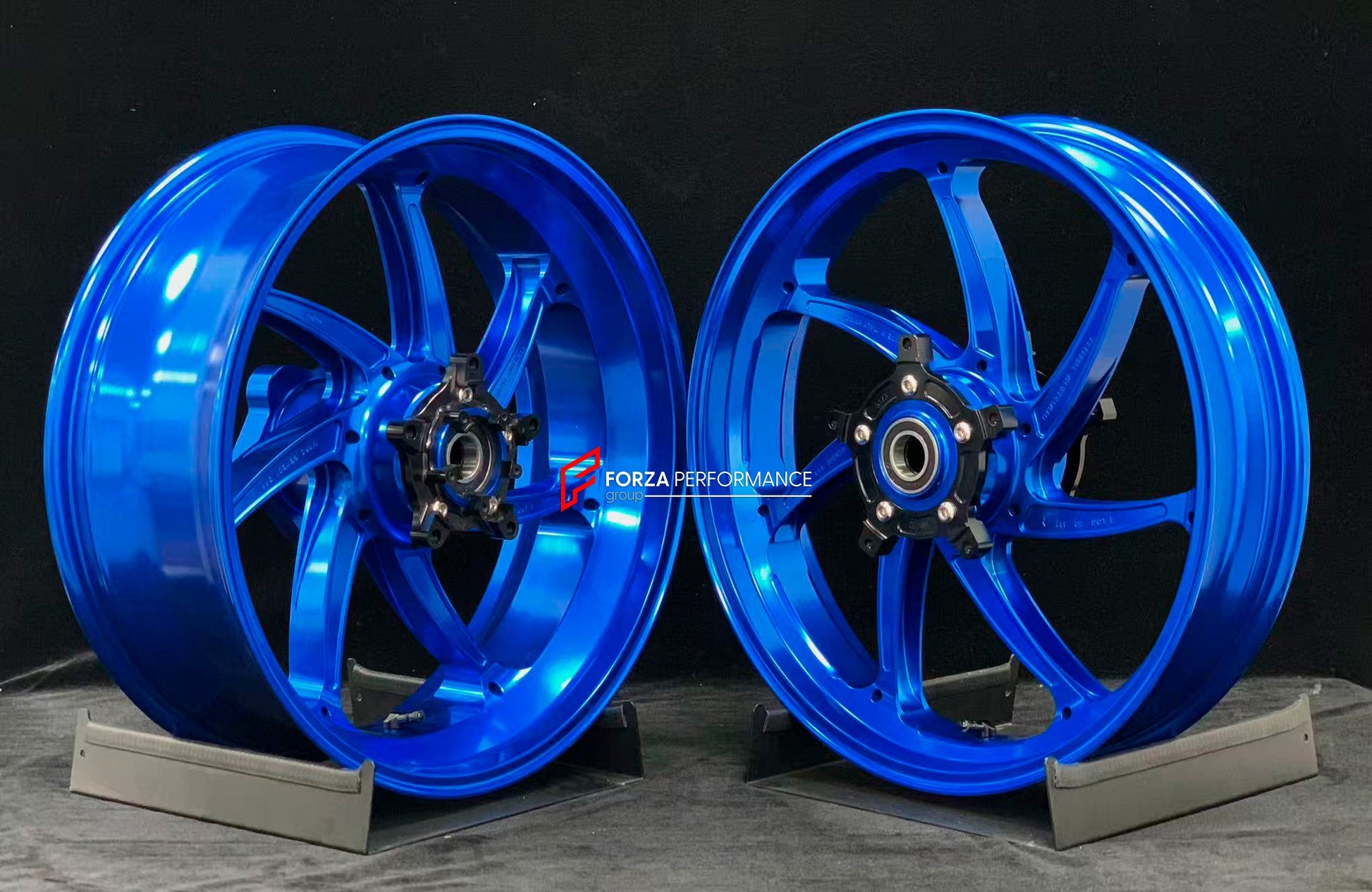 We manufacture premium quality forged motorcycle wheels rims for YAMAHA in any design, size, color.

Wheel sizes (motorcycle spec):

Front: 3.5 x 17

Rear: 6 x 17

Weight:

Front: 4.3 kg (9.48 lbs)

Rear 4.9 kg (10.8 lbs)


Finishing: Gloss Blue

Forza Performance Group engineers and manufactures each forged motorcycle wheel individually per order. This ensures precise fitment, uncompromised strength, and unique styling. Whether for racing, touring, or daily use — our wheels are built for both performance a