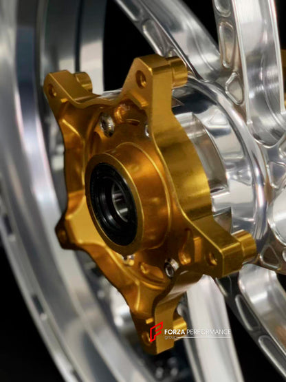 We manufacture premium quality forged motorcycle wheels rims for YAMAHA in any design, size, color.

Wheel sizes (motorcycle spec):

Front: 3.5 x 15

Rear: 4.5 x 15

Weight:

Front: 3.5 kg (7.72 lbs)

Rear: 4.75 kg (10.47 lbs)


Finishing: Gloss Silver

Forza Performance Group engineers and manufactures each forged motorcycle wheel individually per order. This ensures precise fitment, uncompromised strength, and unique styling. Whether for racing, touring, or daily use — our wheels are built for both perfor