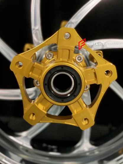 We manufacture premium quality forged motorcycle wheels rims for YAMAHA in any design, size, color.

Wheel sizes (motorcycle spec):

Front: 3.5 x 15

Rear: 4.5 x 15

Weight:

Front: 3.5 kg (7.72 lbs)

Rear: 4.75 kg (10.47 lbs)


Finishing: Gloss Silver

Forza Performance Group engineers and manufactures each forged motorcycle wheel individually per order. This ensures precise fitment, uncompromised strength, and unique styling. Whether for racing, touring, or daily use — our wheels are built for both perfor