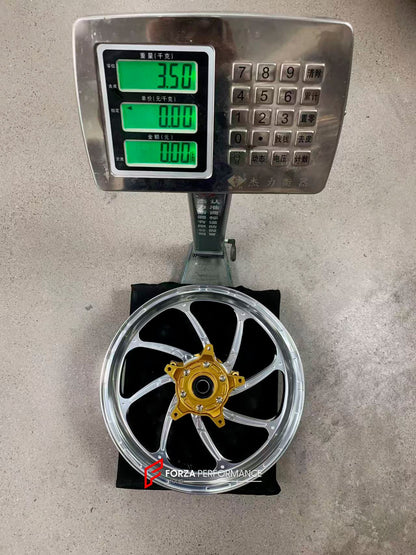 We manufacture premium quality forged motorcycle wheels rims for YAMAHA in any design, size, color.

Wheel sizes (motorcycle spec):

Front: 3.5 x 15

Rear: 4.5 x 15

Weight:

Front: 3.5 kg (7.72 lbs)

Rear: 4.75 kg (10.47 lbs)


Finishing: Gloss Silver

Forza Performance Group engineers and manufactures each forged motorcycle wheel individually per order. This ensures precise fitment, uncompromised strength, and unique styling. Whether for racing, touring, or daily use — our wheels are built for both perfor