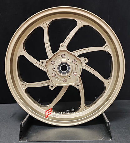 We manufacture premium quality forged motorcycle wheels rims for YAMAHA in any design, size, color.

Wheel sizes (motorcycle spec):

Front: 3.5 x 15

Rear: 4.5 x 15

Weight:

Front: 3.62 kg (7.98 lbs)

Rear: 4.8 kg (10.58 lbs)


Finishing: Satin Bronze

Forza Performance Group engineers and manufactures each forged motorcycle wheel individually per order. This ensures precise fitment, uncompromised strength, and unique styling. Whether for racing, touring, or daily use — our wheels are built for both perfor