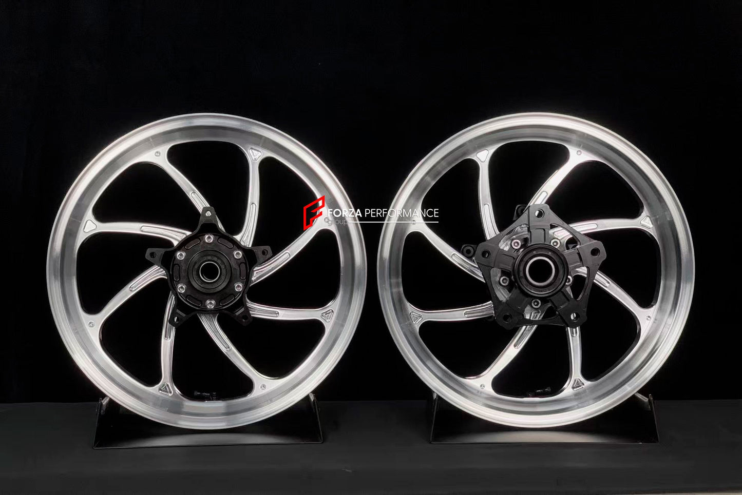 We manufacture premium quality forged motorcycle wheels rims for YAMAHA in any design, size, color.

Wheel sizes (motorcycle spec):

Front: 3.5 x 15

Rear: 4.5 x 15

Weight:

Front: 3.65 kg (8.04 lbs)

Rear: 4.85 kg (10.69 lbs)


Finishing: Gloss Silver

Forza Performance Group engineers and manufactures each forged motorcycle wheel individually per order. This ensures precise fitment, uncompromised strength, and unique styling. Whether for racing, touring, or daily use — our wheels are built for both perfo