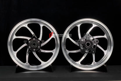 We manufacture premium quality forged motorcycle wheels rims for YAMAHA in any design, size, color.

Wheel sizes (motorcycle spec):

Front: 3.5 x 15

Rear: 4.5 x 15

Weight:

Front: 3.65 kg (8.04 lbs)

Rear: 4.85 kg (10.69 lbs)


Finishing: Gloss Silver

Forza Performance Group engineers and manufactures each forged motorcycle wheel individually per order. This ensures precise fitment, uncompromised strength, and unique styling. Whether for racing, touring, or daily use — our wheels are built for both perfo