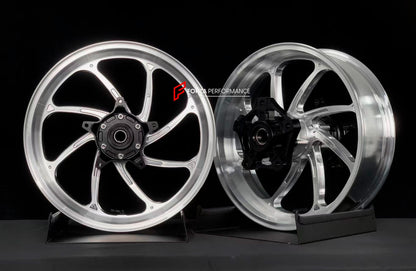 We manufacture premium quality forged motorcycle wheels rims for YAMAHA in any design, size, color.

Wheel sizes (motorcycle spec):

Front: 3.5 x 15

Rear: 4.5 x 15

Weight:

Front: 3.65 kg (8.04 lbs)

Rear: 4.85 kg (10.69 lbs)


Finishing: Gloss Silver

Forza Performance Group engineers and manufactures each forged motorcycle wheel individually per order. This ensures precise fitment, uncompromised strength, and unique styling. Whether for racing, touring, or daily use — our wheels are built for both perfo
