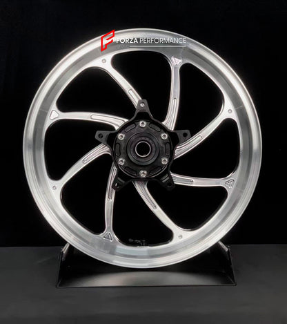 We manufacture premium quality forged motorcycle wheels rims for YAMAHA in any design, size, color.

Wheel sizes (motorcycle spec):

Front: 3.5 x 15

Rear: 4.5 x 15

Weight:

Front: 3.65 kg (8.04 lbs)

Rear: 4.85 kg (10.69 lbs)


Finishing: Gloss Silver

Forza Performance Group engineers and manufactures each forged motorcycle wheel individually per order. This ensures precise fitment, uncompromised strength, and unique styling. Whether for racing, touring, or daily use — our wheels are built for both perfo