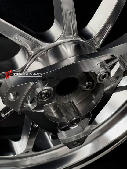 We manufacture premium quality forged motorcycle wheels rims for YAMAHA in any design, size, color.

Wheel sizes (motorcycle spec):

Front: 3.5 x 15

Rear: 4 x 14

Weight:

Front: 3.5 kg (7.92 lbs)

Rear: 3.35 kg (7.38 lbs)


Finishing: Gloss Silver

Forza Performance Group engineers and manufactures each forged motorcycle wheel individually per order. This ensures precise fitment, uncompromised strength, and unique styling. Whether for racing, touring, or daily use — our wheels are built for both performan