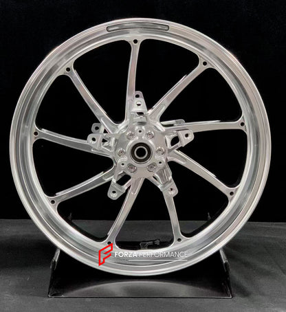 We manufacture premium quality forged motorcycle wheels rims for YAMAHA in any design, size, color.

Wheel sizes (motorcycle spec):

Front: 3.5 x 15

Rear: 4 x 14

Weight:

Front: 3.5 kg (7.92 lbs)

Rear: 3.35 kg (7.38 lbs)


Finishing: Gloss Silver

Forza Performance Group engineers and manufactures each forged motorcycle wheel individually per order. This ensures precise fitment, uncompromised strength, and unique styling. Whether for racing, touring, or daily use — our wheels are built for both performan