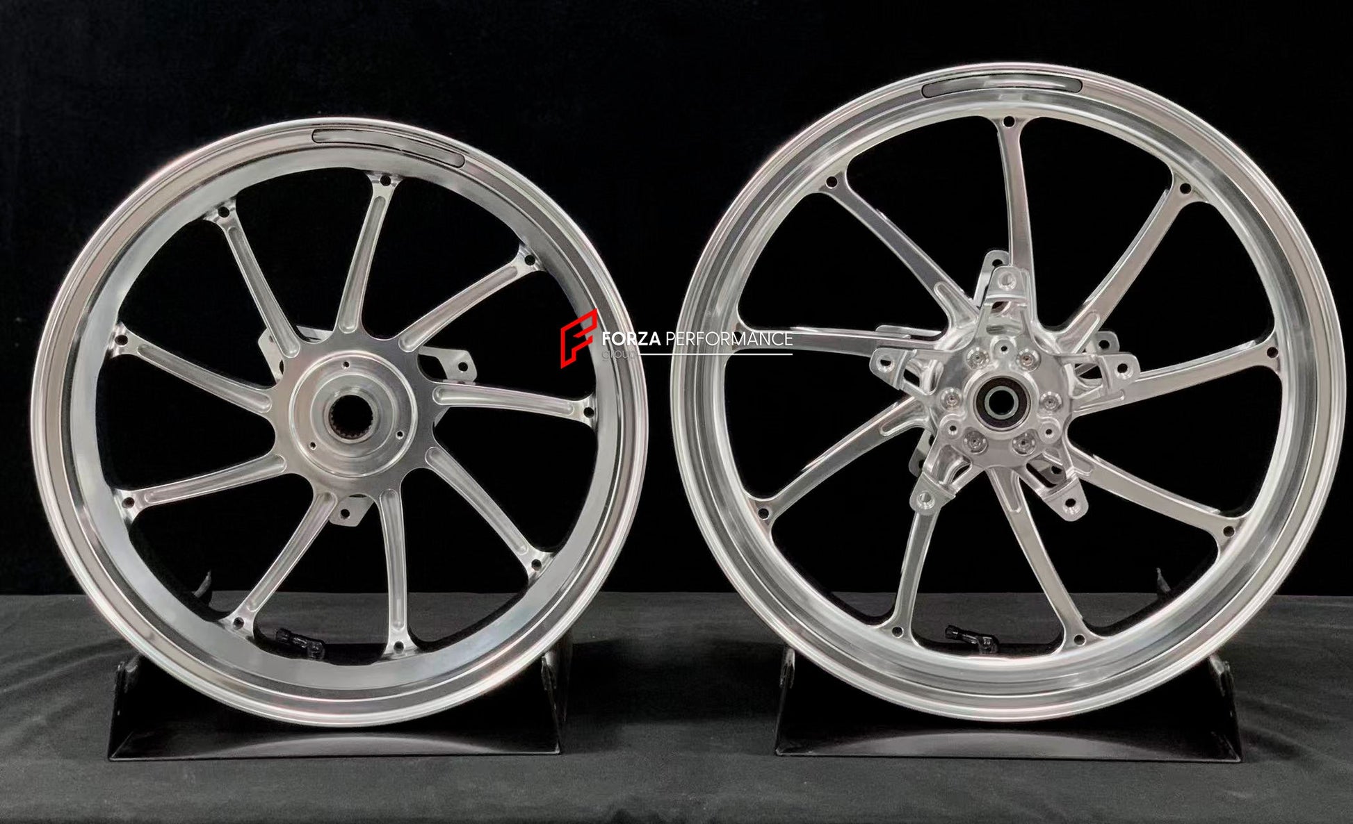 We manufacture premium quality forged motorcycle wheels rims for YAMAHA in any design, size, color.

Wheel sizes (motorcycle spec):

Front: 3.5 x 15

Rear: 4 x 14

Weight:

Front: 3.5 kg (7.92 lbs)

Rear: 3.35 kg (7.38 lbs)


Finishing: Gloss Silver

Forza Performance Group engineers and manufactures each forged motorcycle wheel individually per order. This ensures precise fitment, uncompromised strength, and unique styling. Whether for racing, touring, or daily use — our wheels are built for both performan
