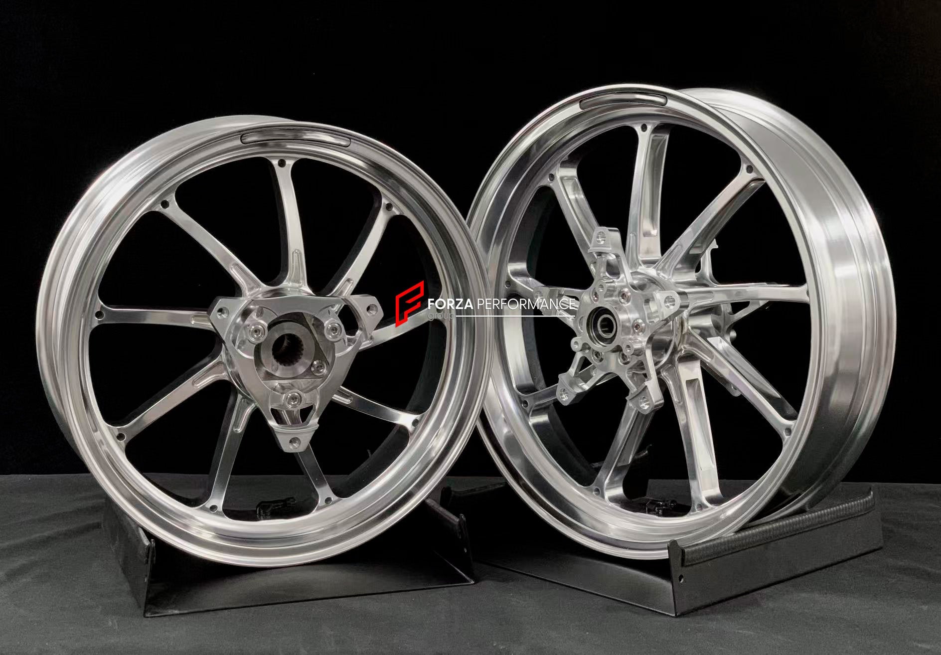 We manufacture premium quality forged motorcycle wheels rims for YAMAHA in any design, size, color.

Wheel sizes (motorcycle spec):

Front: 3.5 x 15

Rear: 4 x 14

Weight:

Front: 3.5 kg (7.92 lbs)

Rear: 3.35 kg (7.38 lbs)


Finishing: Gloss Silver

Forza Performance Group engineers and manufactures each forged motorcycle wheel individually per order. This ensures precise fitment, uncompromised strength, and unique styling. Whether for racing, touring, or daily use — our wheels are built for both performan