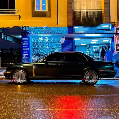 We manufacture premium quality forged wheels rims for Jaguar XJ 2015+ in any design, size, color.

Wheels size:

Front 20 x 9 ET 44

Rear 20 x 9 ET 33

Finishing: Gloss Black with Machined Face


Forza Performance Group engineers and builds each set of custom made-to-order forged wheels individually for every specific customer. This means we not only produce the desired wheel design but also provide all the necessary sizes. All of our wheels can be manufactured to suit your car specifications, offering a di