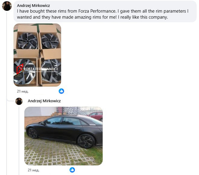 FORZA PERFORMANCE 19 INCH FORGED WHEELS RIMS FOR LUCID AIR PURE 2023 custom fit OEM