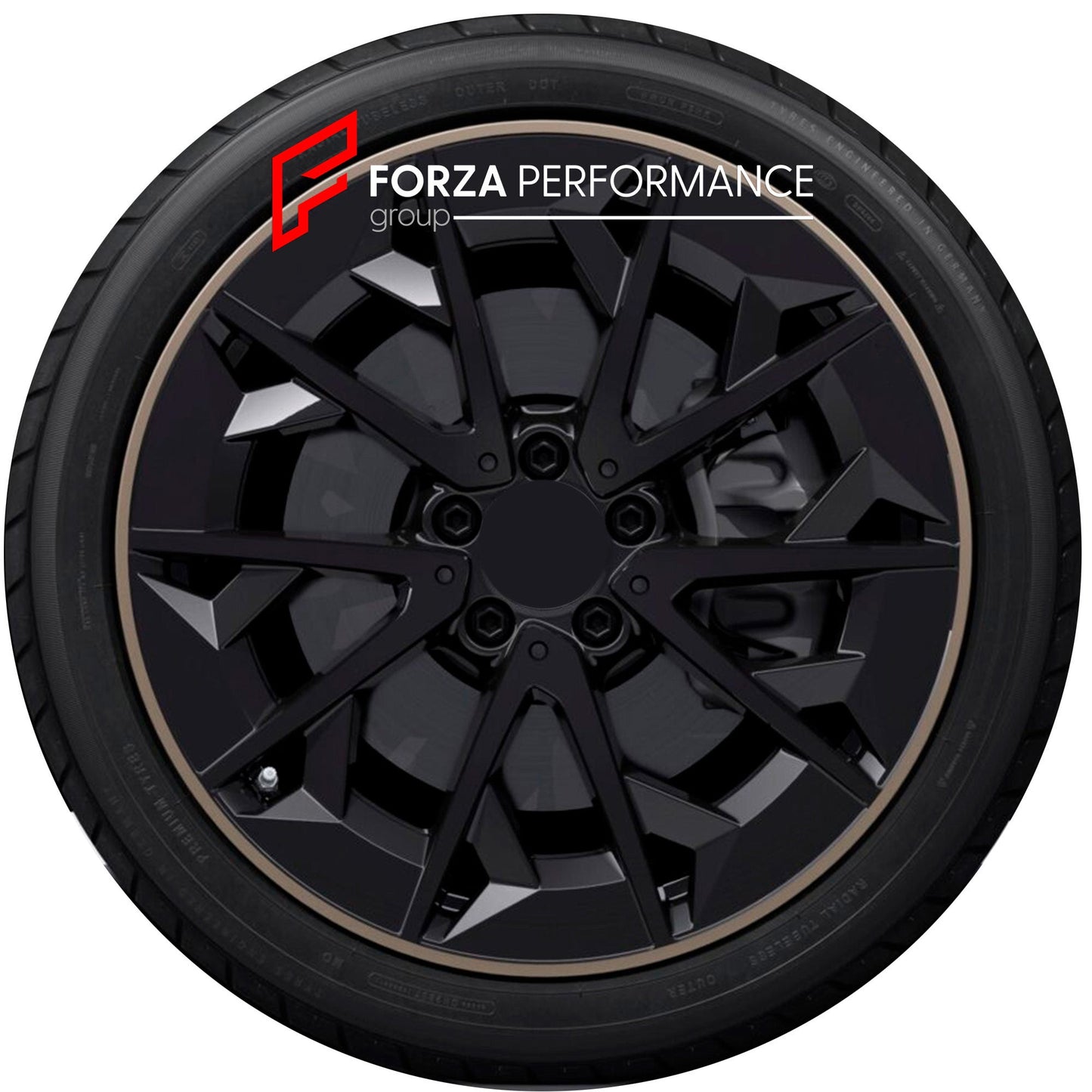 FORZA PERFORMANCE FORGED WHEELS RIMS for MERCEDES-BENZ CLA250 CLA350 C174 2026 custom fit OEM 5-twin-spoke black matt techgold